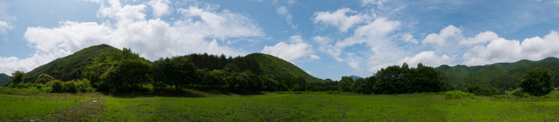 南会津・舘岩・湯ノ花地区の里山のパノラマ