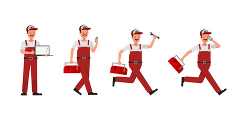 Plumber Man character vector design. Presentation in various action.