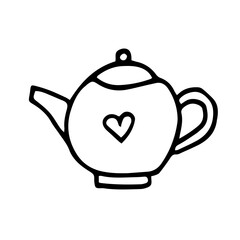 illustration teapot with heart