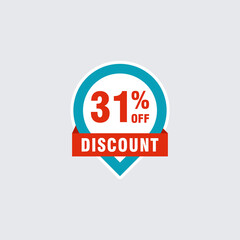 31 discount, Sales Vector badges for Labels, , Stickers, Banners, Tags, Web Stickers, New offer. Discount origami sign banner