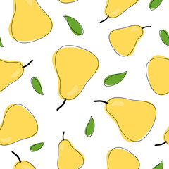 Yellow Pear Seamless Pattern