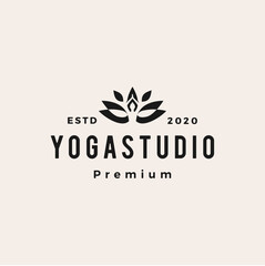 yoga hipster vintage logo vector icon illustration