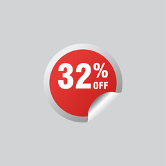 32 discount, Sales Vector badges for Labels, , Stickers, Banners, Tags, Web Stickers, New offer. Discount origami sign banner