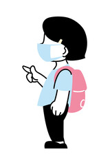 girl with mask going back to school