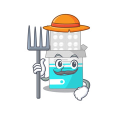 Farmer medical medicine bottle mascot design working with a hat