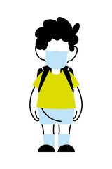 boy with mask going back to school