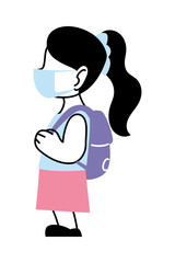 girl with mask going back to school