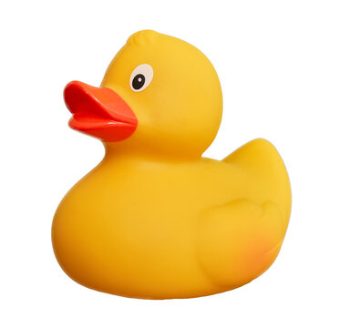 Rubber duck toy isolated over white background