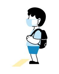 boy with mask going back to school