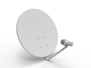 Blank satellite dish antenna isolated on white background, 3d render illustration.