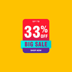 33 discount, Sales Vector badges for Labels, , Stickers, Banners, Tags, Web Stickers, New offer. Discount origami sign banner