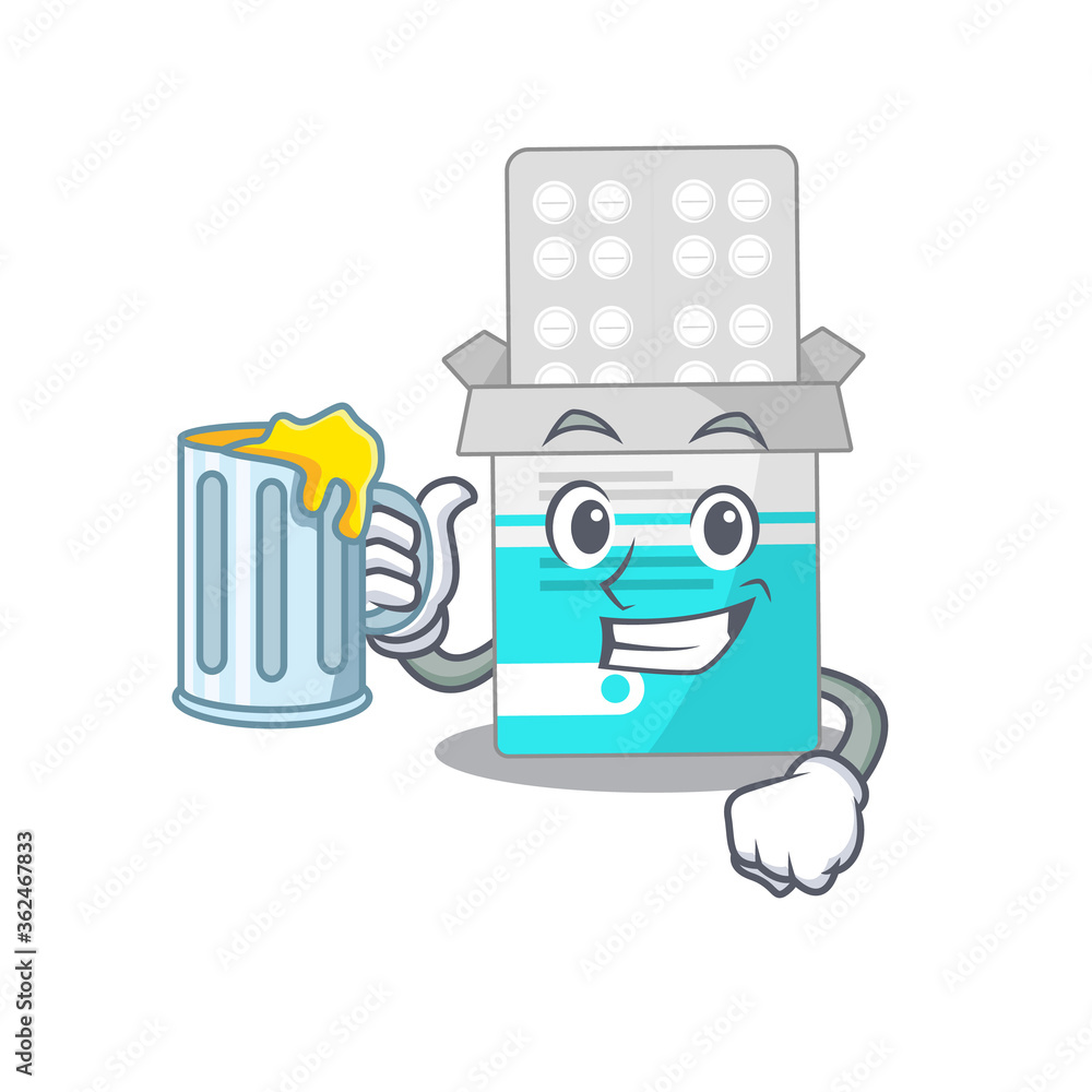 Canvas Prints a cartoon concept of medical medicine bottle toast with a glass of beer