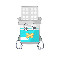 Medical medicine bottle cartoon character style having strange silent face
