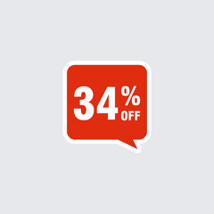 34 discount, Sales Vector badges for Labels, , Stickers, Banners, Tags, Web Stickers, New offer. Discount origami sign banner