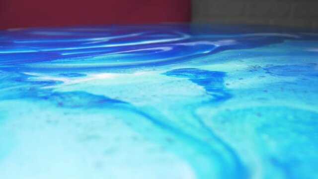 super close up. the process of making panels of epoxy resin, handmade