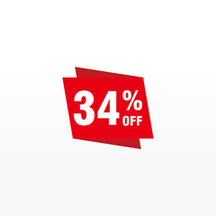 34 discount, Sales Vector badges for Labels, , Stickers, Banners, Tags, Web Stickers, New offer. Discount origami sign banner