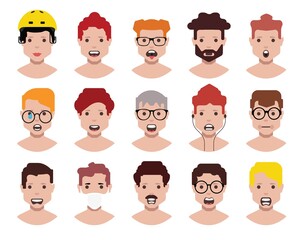 User avatars, avatars with empty faces and heads for social network ( Male and female faces )