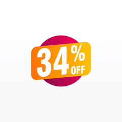 34 discount, Sales Vector badges for Labels, , Stickers, Banners, Tags, Web Stickers, New offer. Discount origami sign banner