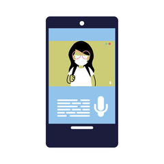 children with masks sending text messages on smartphone