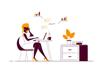 Young woman working on computer in office