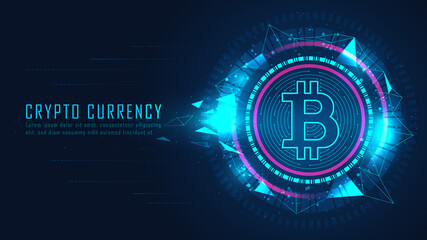 Bitcoin cryptocurrency in futuristic graphic concept with sample texts, Vector illustrator