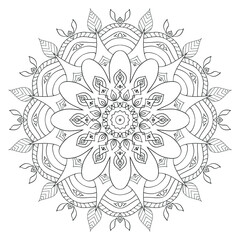 vector line art of round decorative mandala 