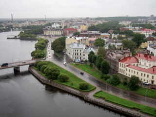 Fototapeta na wymiar Panorama of the Old City of Vyborg.