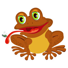 Cartoon Toad Eating Bug