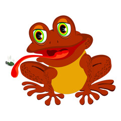 Cartoon Toad Eating Bug