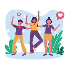 Women and man avatars with hearts bubbles vector design