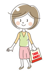 テイクアウェイ・女性（持ち帰りイメージ）