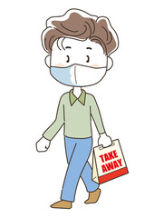 テイクアウェイ・マスク男性（持ち帰りイメージ）