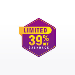 39 discount, Sales Vector badges for Labels, , Stickers, Banners, Tags, Web Stickers, New offer. Discount origami sign banner