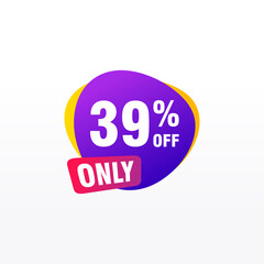 39 discount, Sales Vector badges for Labels, , Stickers, Banners, Tags, Web Stickers, New offer. Discount origami sign banner