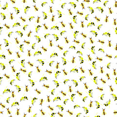 Bees seamless pattern. Background of the bees. Wallpaper a swarm of bees