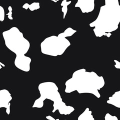 Black cow skin. Vector seamless pattern of cow skin