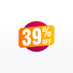 39 discount, Sales Vector badges for Labels, , Stickers, Banners, Tags, Web Stickers, New offer. Discount origami sign banner