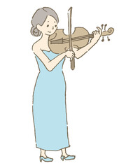 バイオリンを弾くドレスの女性2