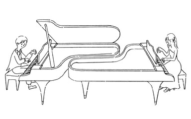 2 pianos line drawing