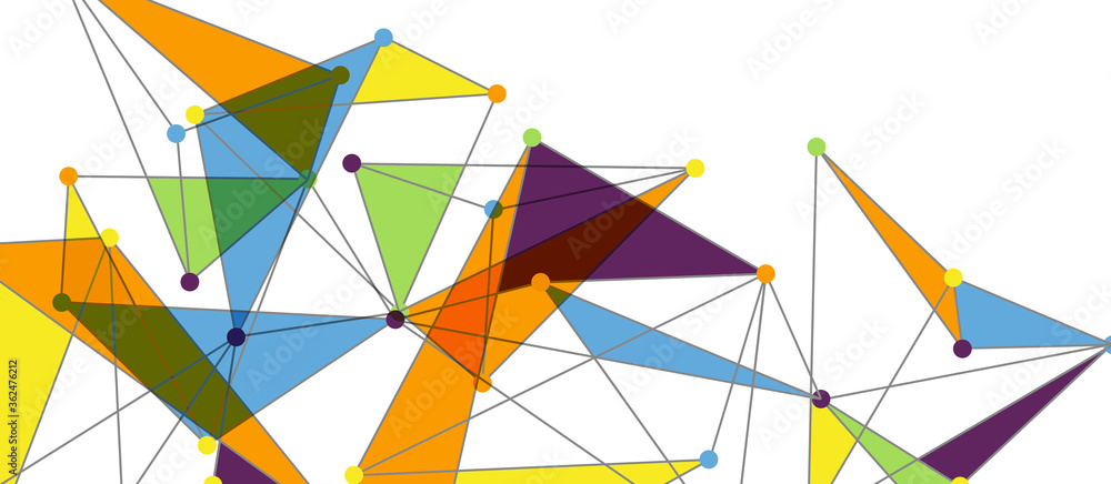 Poster line points connections, triangular technology design. abstract geometric background