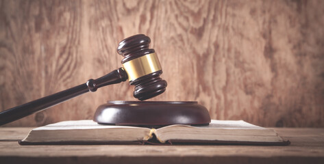 Obraz na płótnie Canvas Judge Gavel on the wooden desk. Law concept