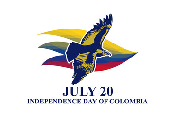 July 20, Independence day of Colombia vector illustration. Suitable for greeting card, poster and banner. 