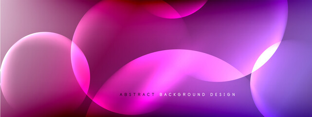 Vector abstract background liquid bubble circles on fluid gradient with shadows and light effects. Shiny design templates for text
