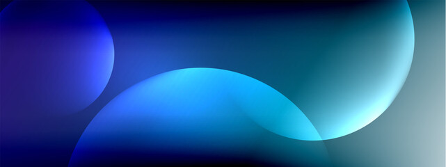 Vector abstract background liquid bubble circles on fluid gradient with shadows and light effects. Shiny design templates for text