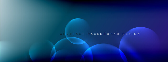 Vector abstract background liquid bubble circles on fluid gradient with shadows and light effects. Shiny design templates for text