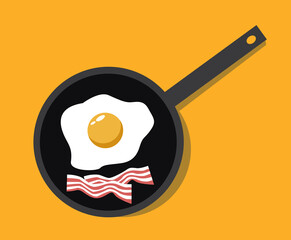 fried egg with bacon vector illustration