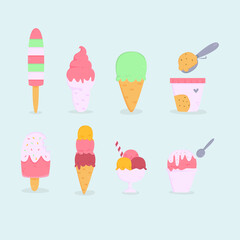 ice cream hand drawn set