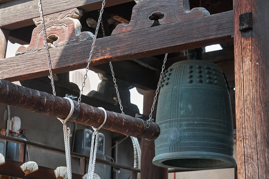 Bonsho (The Buddhist bell) in the Buddhist temple of Kyoto. Japan