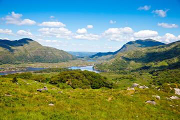 Landscape of Lady's view, Killarney National Park in Ireland. The famous Ladies View, Ring of...