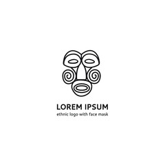 Ethnic logo with a face mask. Logo template ethnic mask. Ancient mask logo